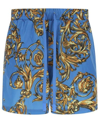 Versace Barocco Printed Swimming Shorts - Blue
