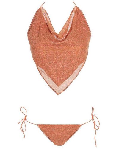 Oséree Shine Bandana Two-piece Bikini Set - Orange
