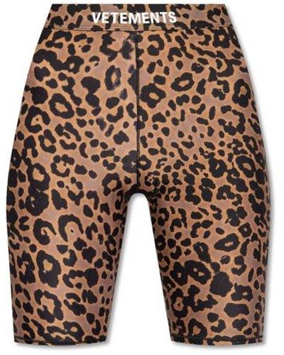 Vetements Leopard Printed Biker Shorts - White