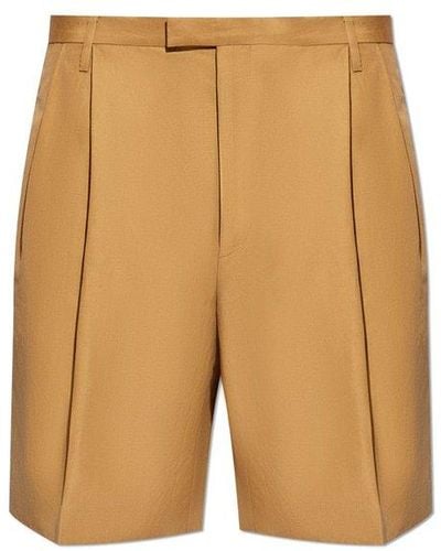 Givenchy Pleated Shorts, - Natural