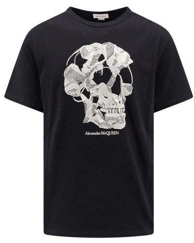 Alexander McQueen Skull Embroidered Crewneck T-shirt - Black