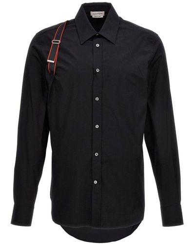 Alexander McQueen Logo Tape Harness Detailed Shirt - Black