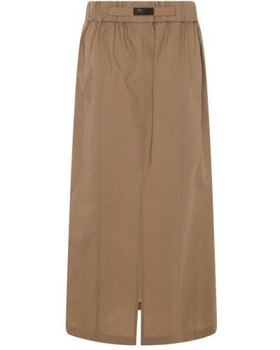 Brunello Cucinelli Slit-detailed Drawstring Skirt - Brown