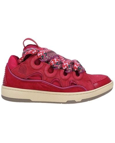 Lanvin Curb Round Toe Lace-up Sneakers - Red