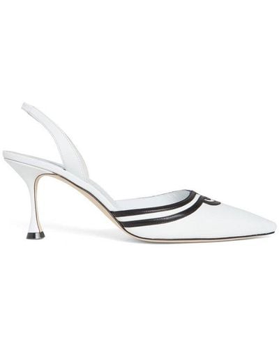 Manolo Blahnik Two-toned Slingback Court Shoes - White