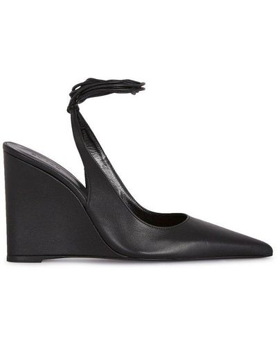 BY FAR Pointed Toe Wedge Court Shoes - Black