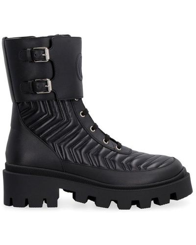 Gucci Frances Interlocking G Combat Boots - Black