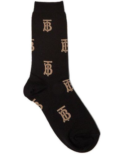 Burberry Tb Jacquard Crew Socks - Black