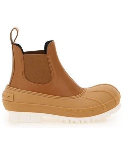 Stella McCartney Duck Rubber-trimmed Faux Leather Chelsea Boots - Brown