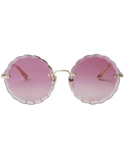 Chloé Round Scalloped Frame Sunglasses - Purple