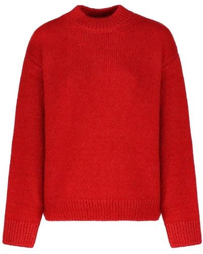 Jacquemus La Maille Pavane Jacquard Logo Intarsia Sweater - Red
