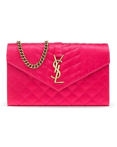 Saint Laurent 'envelope' Wallet With Chain - Pink