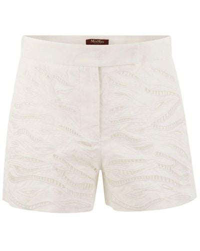 Max Mara Studio Edmond Embroidered Cotton Shorts - White