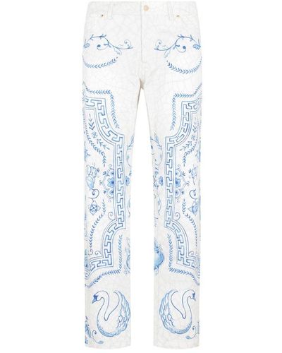 Casablancabrand Printed Straight Leg Jeans - Blue