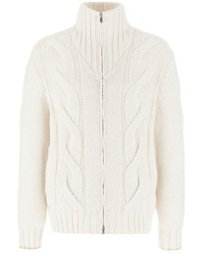 Brunello Cucinelli Cable-knit Padded Jacket - White