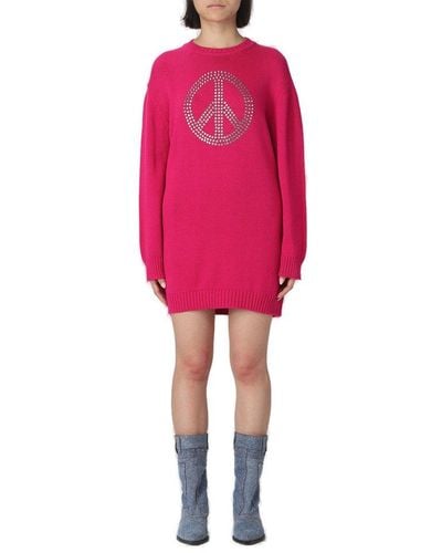 Moschino Peace Symbol Short Oversized Dress - Pink