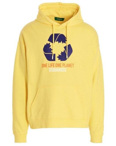 DSquared² 'one Life One Planet' Hoodie - Yellow
