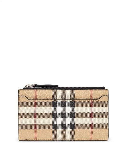 Burberry Checked Card Holder - Natural