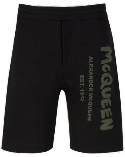Alexander McQueen Logo-printed Bermuda Shorts - Black