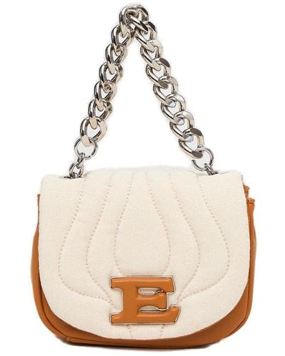 Ermanno Scervino Logo Patch Chain Small Clutch Bag - Natural