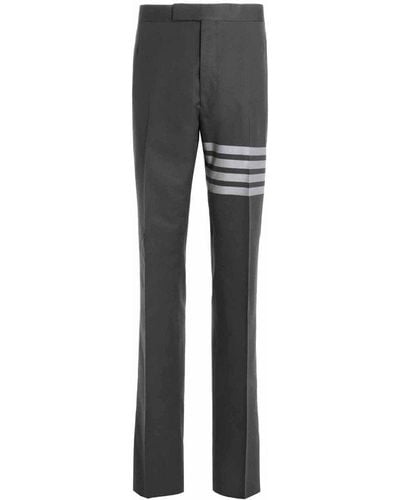 Thom Browne 4-bar Turn-up Hem Tailored Pants - Gray