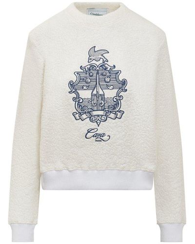 Casablancabrand Caza Motif Embroidered Sweater - White