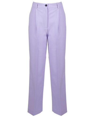 Karl Lagerfeld High-waist Straight-leg Cropped Trousers - Purple