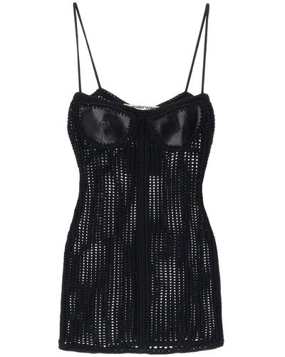 Alexander Wang Crochet Mini Dress - Black