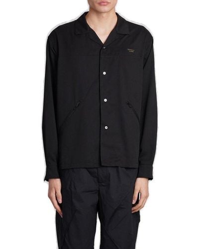 Undercover Logo-embroidered Long Sleeved Overshirt - Black
