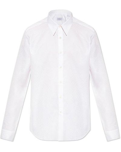 Ferragamo Shirt With Gancini Pattern - White