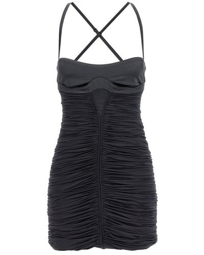 Mugler Cut-out Ruched Party Mini Dress - Blue
