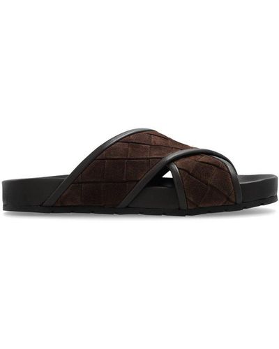 Bottega Veneta Crossover Strap Slip-on Sandals - Black