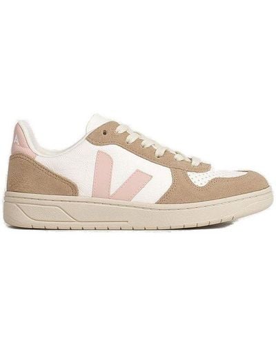 Veja V-10 Paneled Low-top Sneakers - Pink