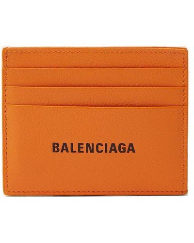 Balenciaga Logo-print Leather Cardholder - Orange