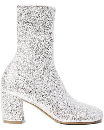 Dries Van Noten Glitter Block Heel Boots - White