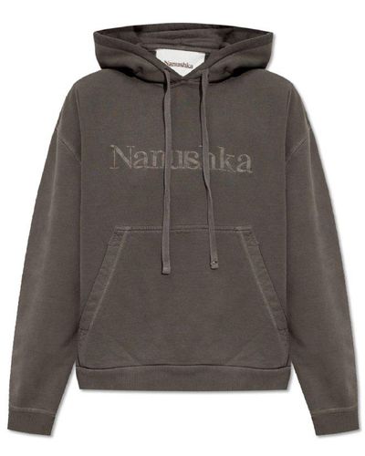 Nanushka 'ever' Hoodie With Logo - Grey