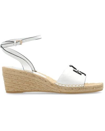 Tory Burch Double-t Wedge Espadrilles - Natural