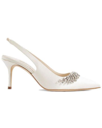 Manolo Blahnik Embellished Pointed Toe Court Shoes - White