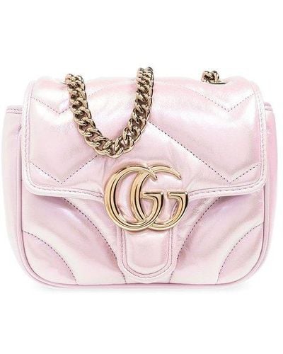Gucci 'GG Marmont Mini' Quilted Shoulder Bag, - Pink