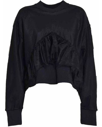 MSGM Ruffled Crewneck Sweatshirt - Black