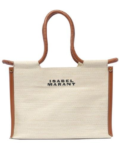 Isabel Marant Logo Embroidered Tote Bag - Natural