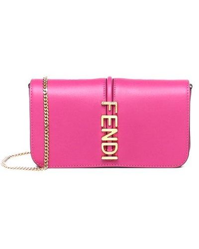 Fendi Graphy On Chain Wallet - Pink