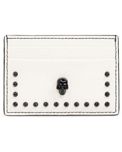 Alexander McQueen Skull Stud Embellished Card Holder - White