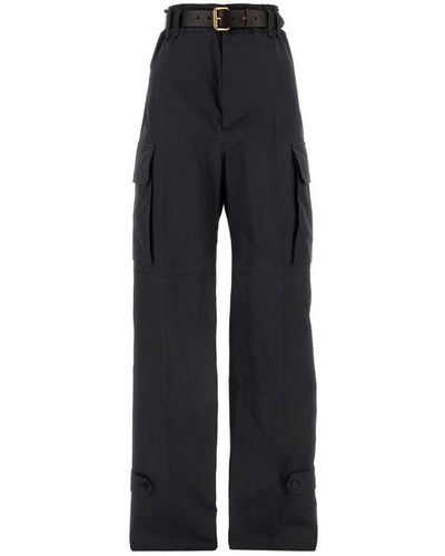 Saint Laurent Saint Lauren Twill Belted Trousers - Black