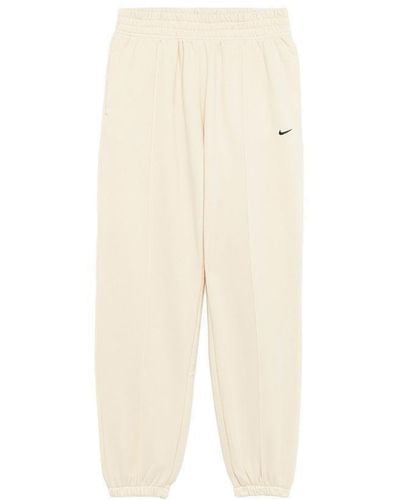 Nike Logo Printed Loose Fleece Trousers - Natural