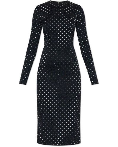 Dolce & Gabbana Polka-dot Printed Calf-length Sheath Dress - Black