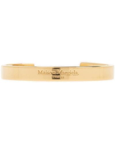 Maison Margiela Logo Engraved Bangle Bracelet - Natural