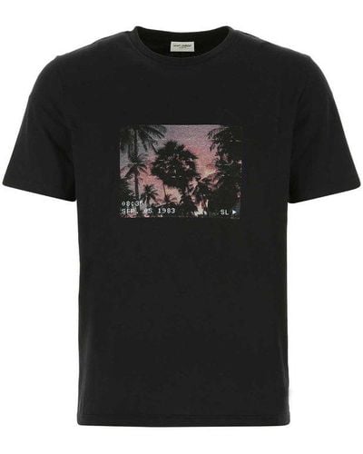 Saint Laurent Distressed Video Print T-shirt - Black