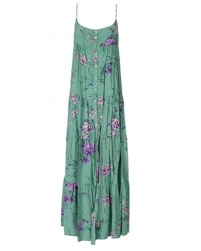 Aniye By Floral Printed Sleeveless Long Dress - Green