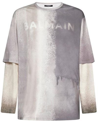 Balmain Sprayed Double-layer T-shirt - Grey